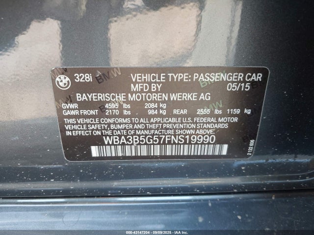 BMW 328I 2015 WBA3B5G57FNS19990 Image 9