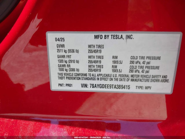 2026 TESLA MODEL Y 7SAYGDEE9TA389415 Photo 8