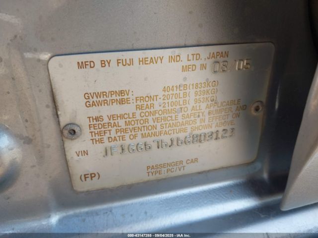 2006 SUBARU IMPREZA JF1GG67616G803123 Photo 8