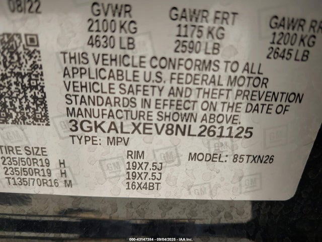 Aukcja sprzedaży 2022 Gmc Terrain Awd Denali, vin: 3GKALXEV8NL261125, numer aukcji: 43147384