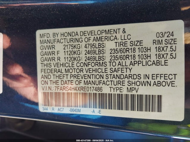 7FARS4H4XRE017486 Honda l15be