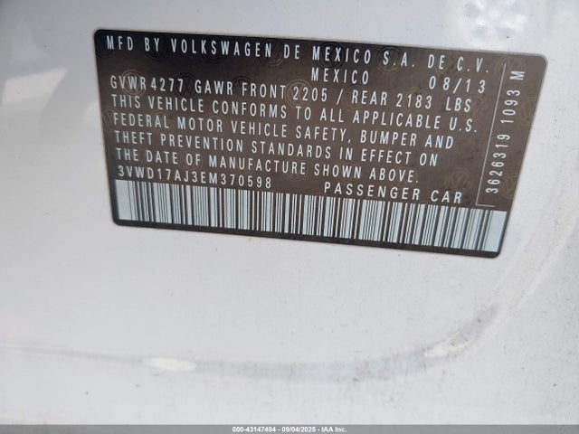 3VWD17AJ3EM370598 Volkswagen Jetta
