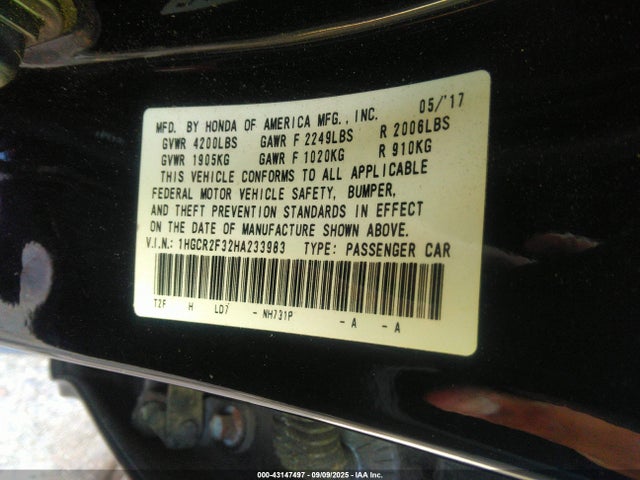 1HGCR2F32HA233983 Honda k24w1