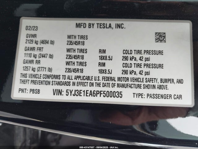 2023 TESLA MODEL 3 5YJ3E1EA6PF500035 Photo 8
