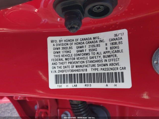 2HGFC1F36HH651618 Honda l15b7