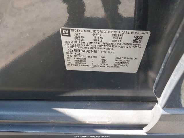 2014 CADILLAC SRX 3GYFNEE35ES661478 Photo 8