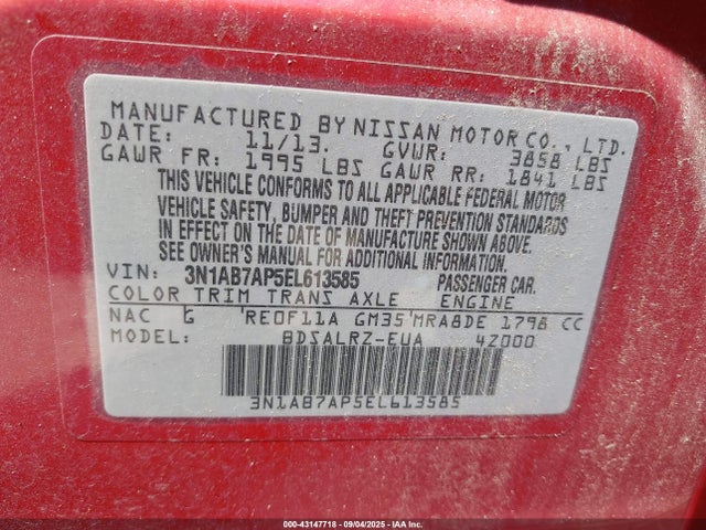 Nissan Sentra 2014 3N1AB7AP5EL613585 Image 9