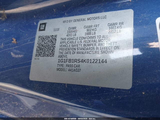 1G1FB1RS4K0122144 Chevrolet lgx - direct injection, variable valve timing, alum, gen 2