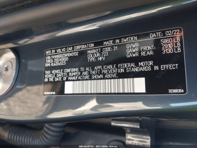 2022 VOLVO XC60 RECHARGE PLUG-IN HYBRID YV4H60DZ5N1040132 Photo 8