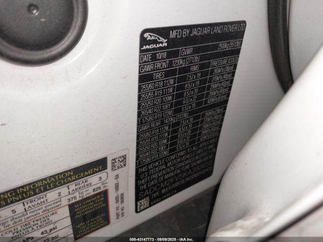 2019 JAGUAR F-PACE SADCM2FV5KA393656 Photo 8