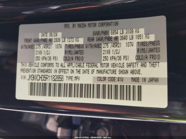 2024 MAZDA CX-90 JM3KKDHD5R1182858 Photo 8