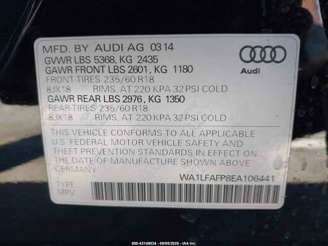 2014 AUDI Q5 WA1LFAFP8EA106441 Photo 8