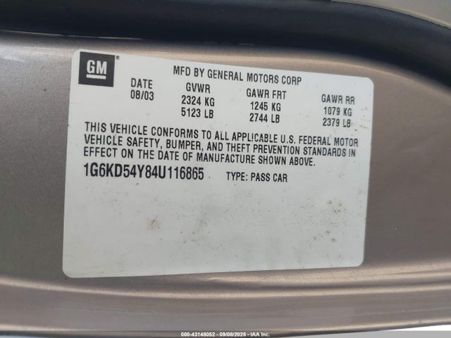 2004 CADILLAC DEVILLE 1G6KD54Y84U116865 Photo 8