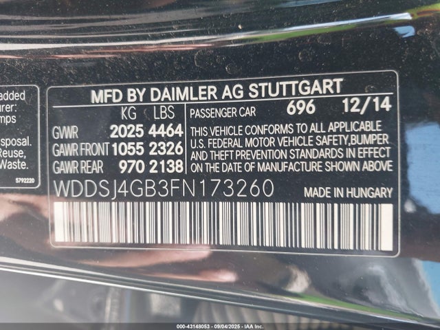 Mercedes-Benz CLA-Class 2015 WDDSJ4GB3FN173260 Image 9