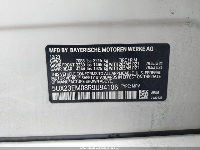 Продажа на аукционе авто 2024 Bmw X7 Xdrive40i, vin: 5UX23EM08R9U94106, номер лота: 43148067