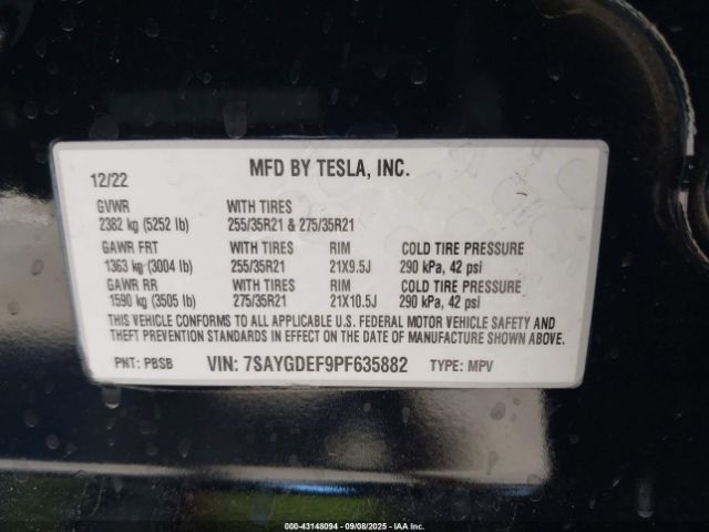 2023 TESLA MODEL Y 7SAYGDEF9PF635882 Photo 8