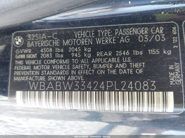 2004 BMW 325CI WBABW33424PL24083 Photo 8