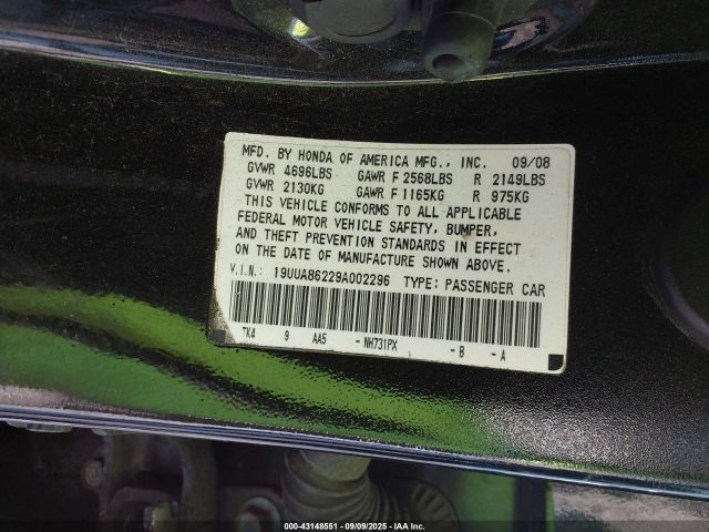 2009 ACURA TL 19UUA86229A002296 Photo 8