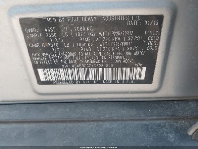 2013 SUBARU OUTBACK 4S4BRCGC4D3281879 Photo 8