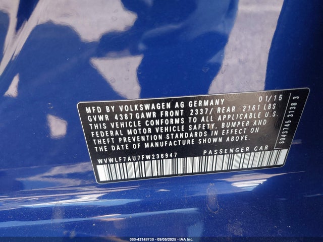 WVWLF7AU7FW236947 Volkswagen Golf