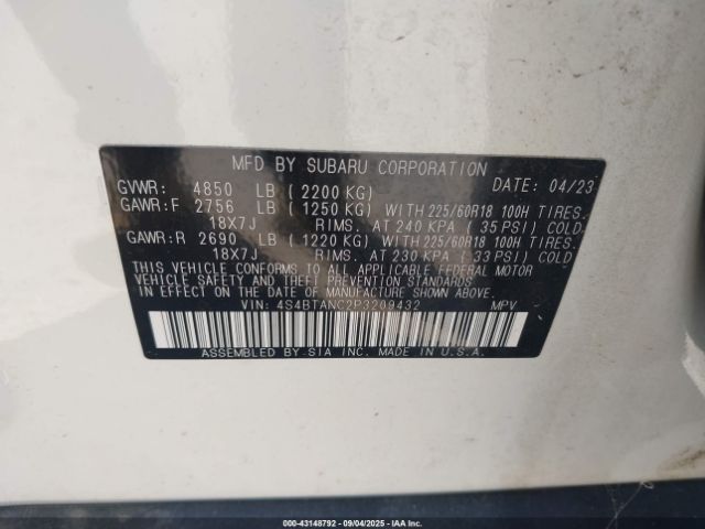 2023 SUBARU OUTBACK 4S4BTANC2P3209432 Photo 8