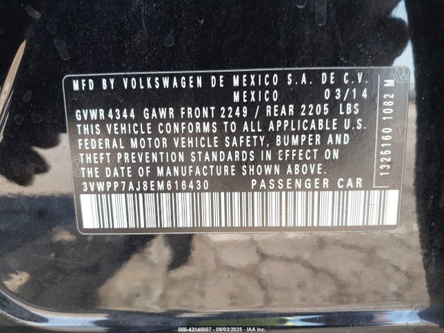 Volkswagen 2014 2014 3VWPP7AJ8EM616430 Image 9