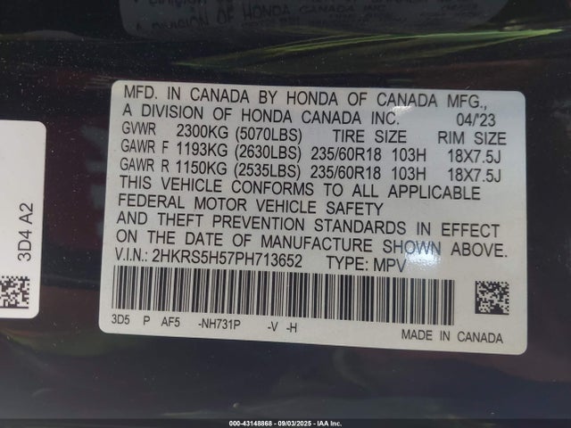 2HKRS5H57PH713652 Honda lfc3