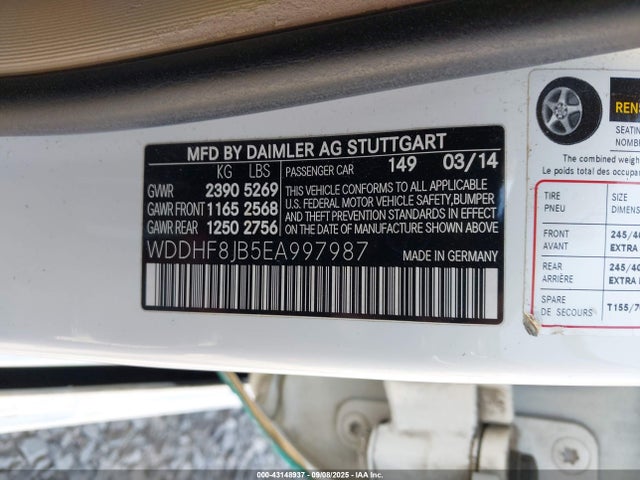 Mercedes-Benz 2014 2014 WDDHF8JB5EA997987 Image 9