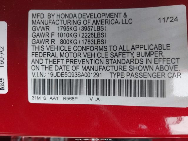 2025 ACURA INTEGRA 19UDE5G93SA001291 Photo 8