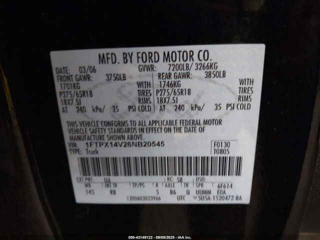 2006 FORD F-150 1FTPX14V26NB20545 Photo 8