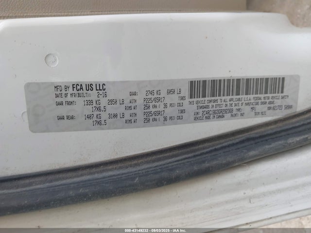 2C4RC1BG3GR292368 Chrysler Town and Country