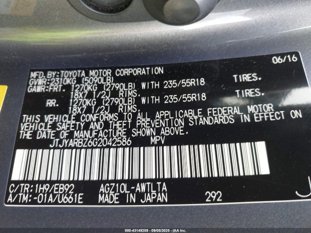 JTJYARBZ6G2042586 Lexus 8ar-fts