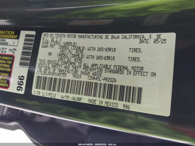 3TMLB5JNXSM145755 Toyota t24a-fts