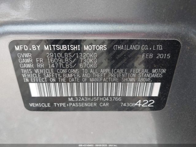 2015 MITSUBISHI MIRAGE ML32A3HJ5FH043766 Photo 8