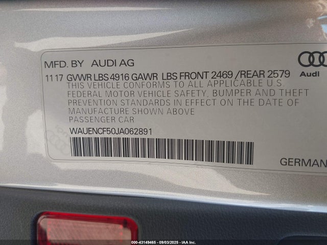 2018 AUDI A5 WAUENCF50JA062891 Photo 8