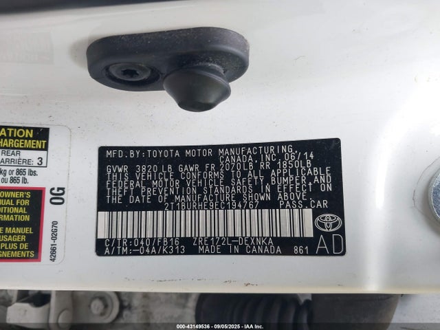 Toyota 2zr-fe 2014 2T1BURHE9EC194767 Image 9