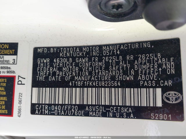 Toyota 2ar-fe 2014 4T1BF1FK4EU823564 Image 9