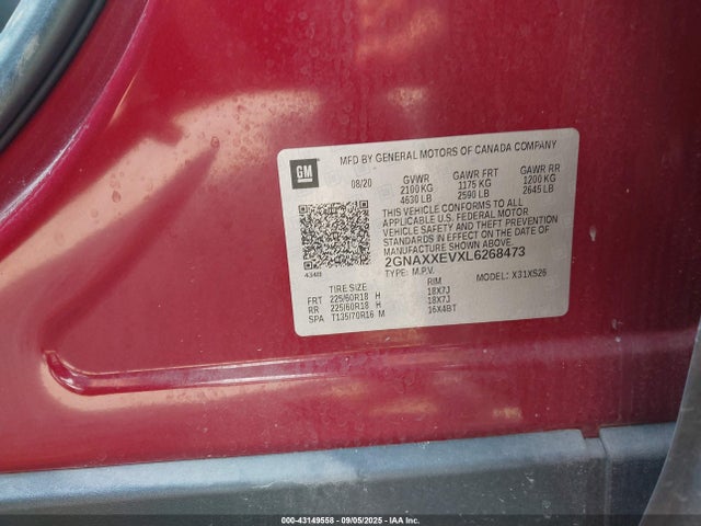 2GNAXXEVXL6268473 Chevrolet lyx - direct injection, vvt, fgt, turbo, alum, gen1