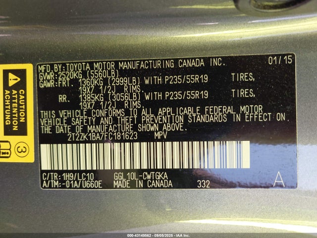 Lexus 2gr-fe 2015 2T2ZK1BA7FC181623 Image 9