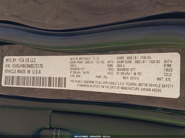 2022 JEEP GRAND CHEROKEE 1C4RJHBG9N8573176 Photo 8