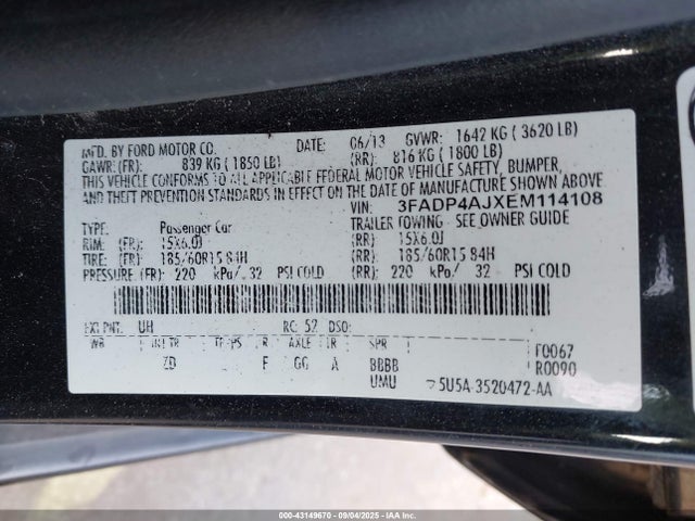 3FADP4AJXEM114108 Ford 2014
