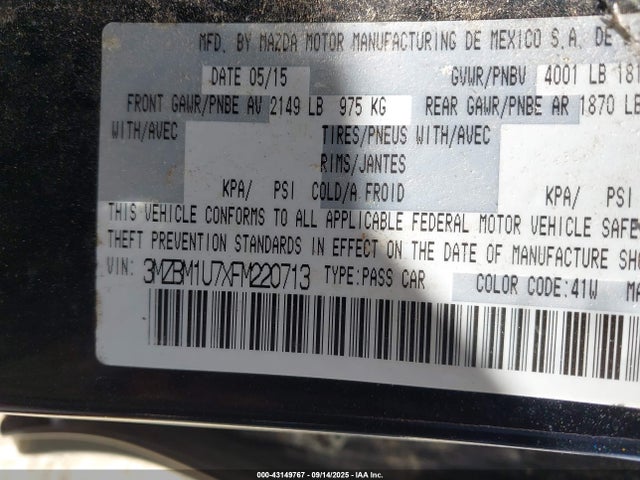 3MZBM1U7XFM220713 Mazda pe
