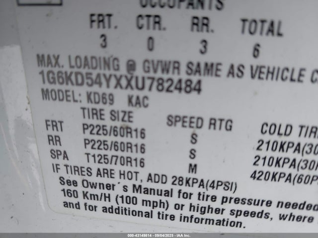 1999 CADILLAC DEVILLE 1G6KD54YXXU782484 Photo 8