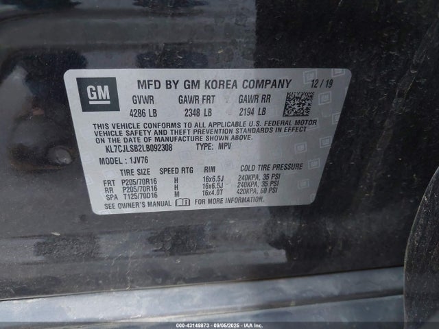 Chevrolet luv - mfi, variable valve timing, e85 max, alum 2020 KL7CJLSB2LB092308 Image 9