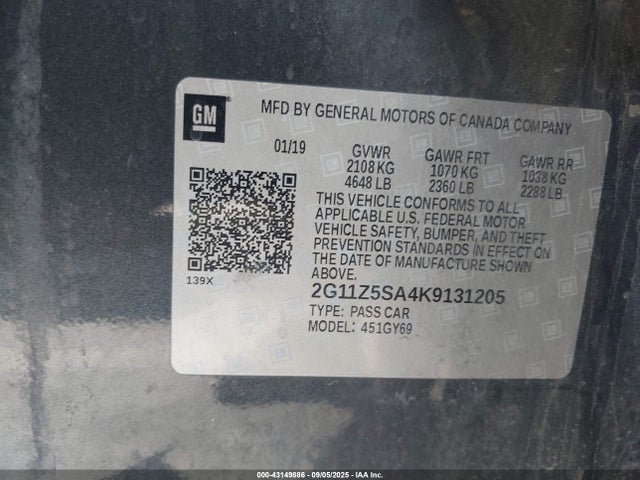 Chevrolet lcv - spark ignited direct injection, dcvcp, variable valve timing, e85 max, e0-e100, alum 2019 2G11Z5SA4K9131205 Image 9