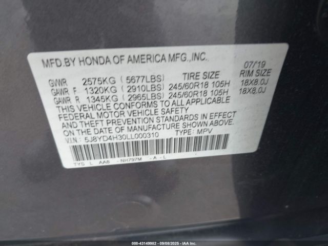 2020 ACURA MDX 5J8YD4H30LL000310 Photo 8