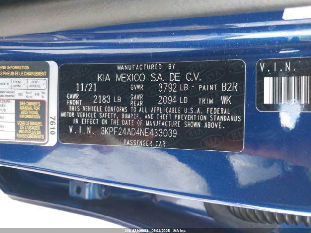 2022 KIA FORTE 3KPF24AD4NE433039 Photo 8