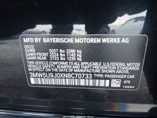 2022 BMW 3 SERIES 3MW5U9J0XN8C70733 Photo 8