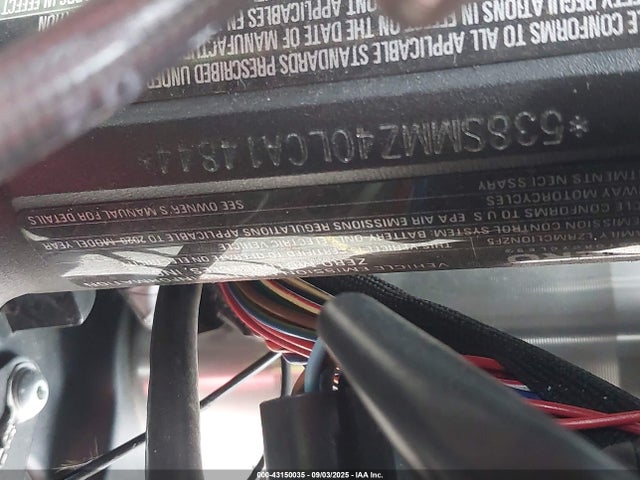 538SMMZ40LCA14844 Zero Motorcycles Inc Type Ipm S