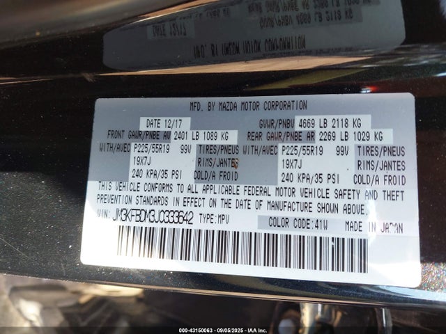 JM3KFBDM3J0333642 Mazda Cx-5 Grand Touring